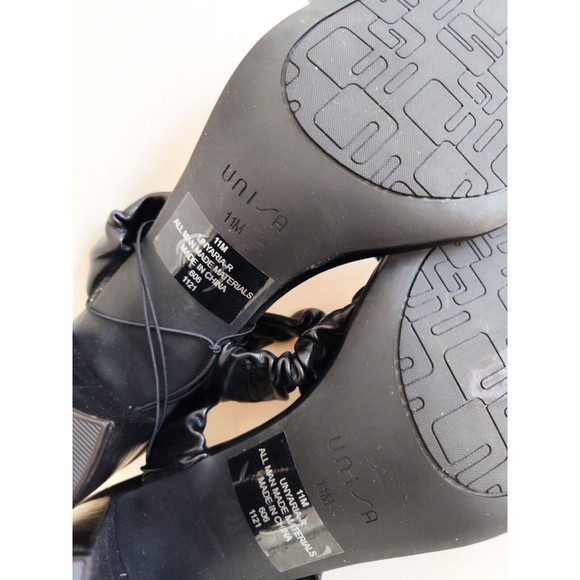 New Unisa Black Slip On Sandal Minimalist Vegan Faux Leather 3.5" Block Heel 11 - Picture 10 of 10